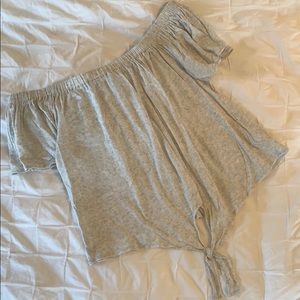 Cupcakes & Cashmere Knotted Off Shoulder Top